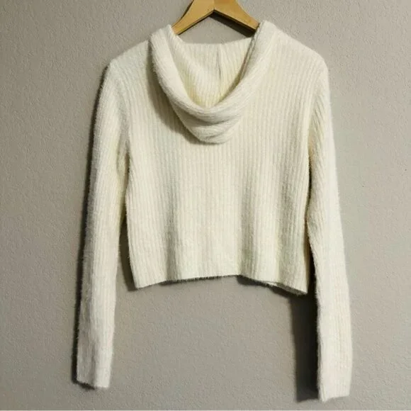 Fornia los angeles crop ivory hoodie sweatshirt size small - Picture 2 of 13